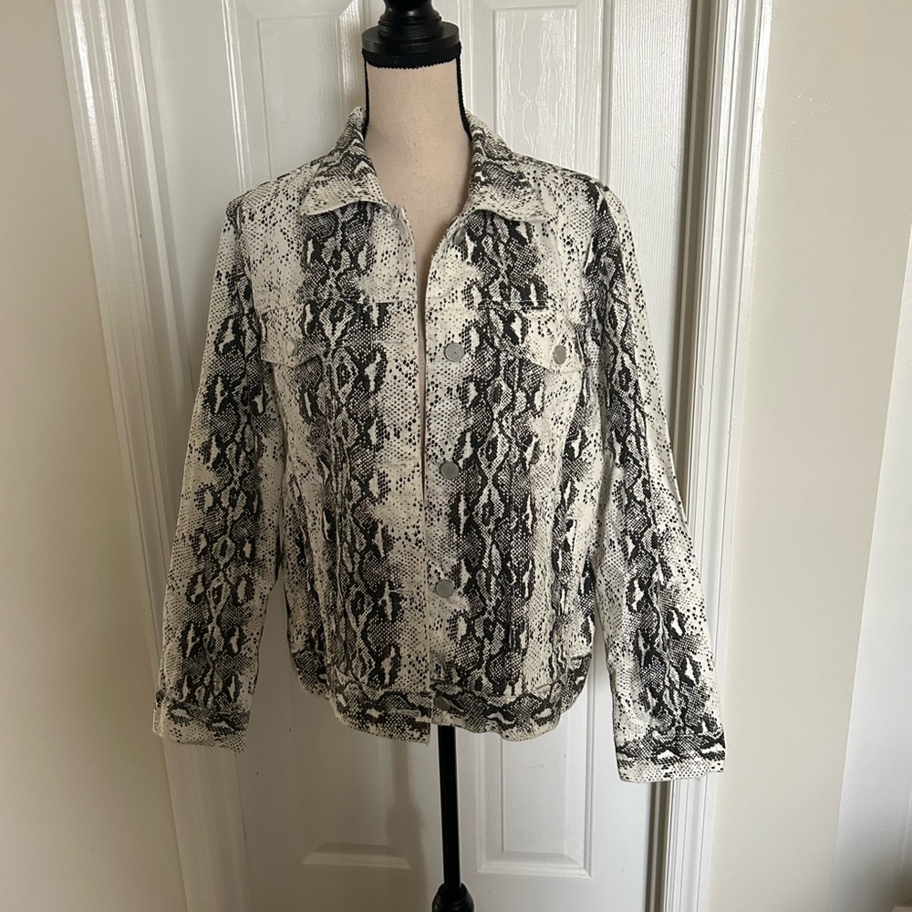 Blank Nyc Snakeskin Python Print Button Up Denim … - image 3